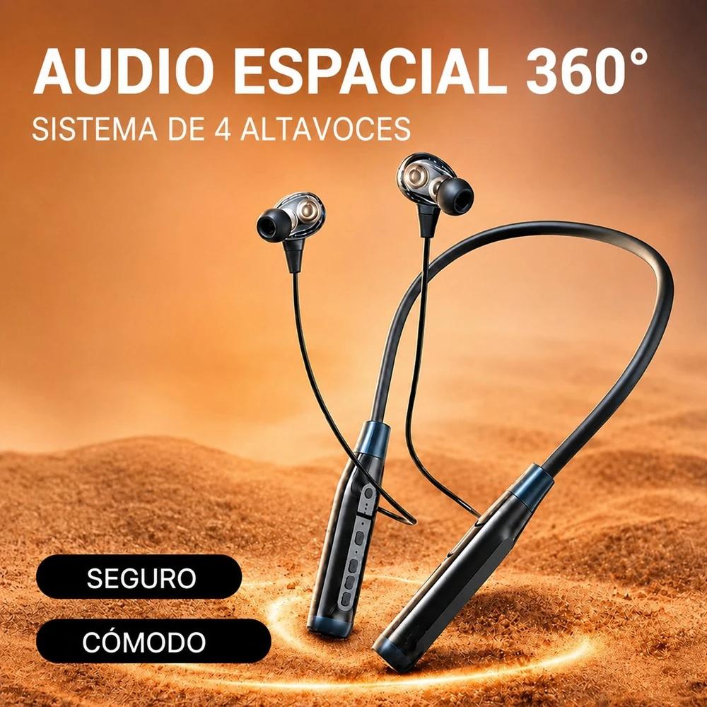 Auriculares Bluetooth de Cuello con GravesProfundos y Bateria de Larga Duracion
